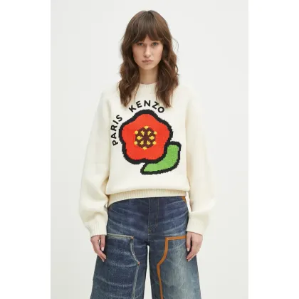 Zdjęcie Kenzo sweter wełniany Pop damski kolor beżowy ciepły FF52PU7043LA.02