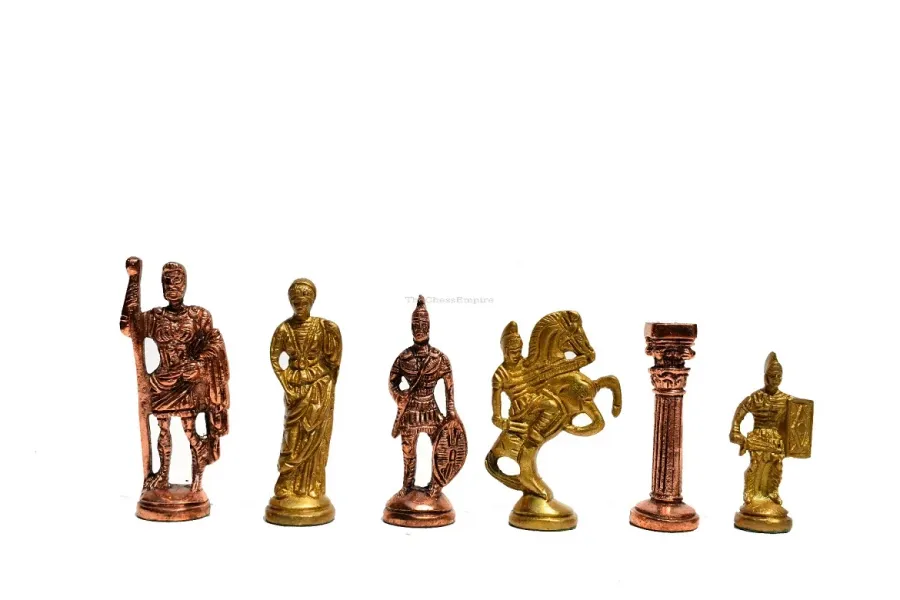 obrazek 2 Rzeźbiony zestaw figur rzymskie z litego mosiądzu - The Chess Empire