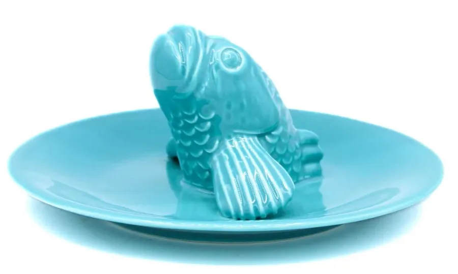 obrazek 1 Ręcznie wykonana dekoracja ceramiczna - talerz z rybą