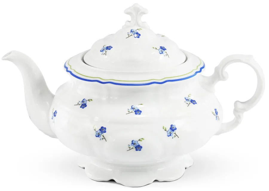 obrazek 2 Elegancki 15-elementowy zestaw do herbaty z porcelany zdobiony motywem kwiatów niezapominajek – Leander