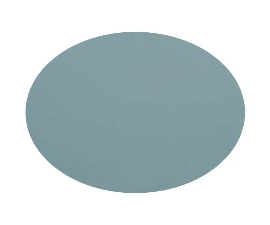 obrazek 2 Skórzana owalna podkładka na stół 47,5x35 cm w kolorze błękitu i liści eukaliptusa