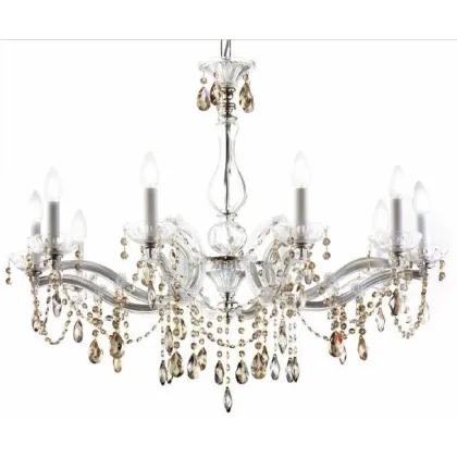 Zdjęcie Luksusowy żyrandol z przezroczystego szkła w stylu Mariateresa z wisiorkami z kolorowego kryształu - Il Paralume Marina