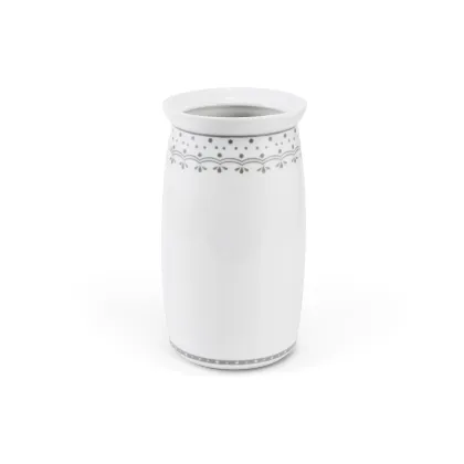 Zdjęcie Porcelanowy wazon zdobiony szarym delikatnym ornamentem - Leander