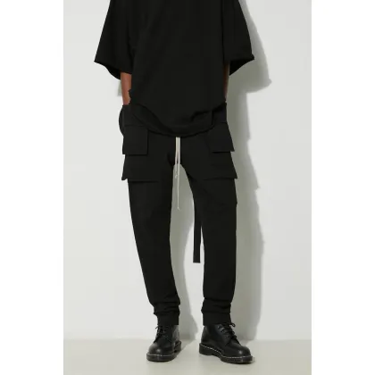 Zdjęcie Rick Owens spodnie bawełniane Knit Pants Creatch Cargo Drawstring kolor czarny w fasonie cargo DU01D1376.RIG.09