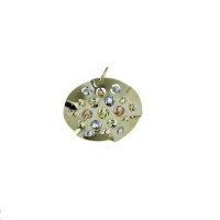 Picture Italian pendant with a wavy plate with balls made in three colors of gold