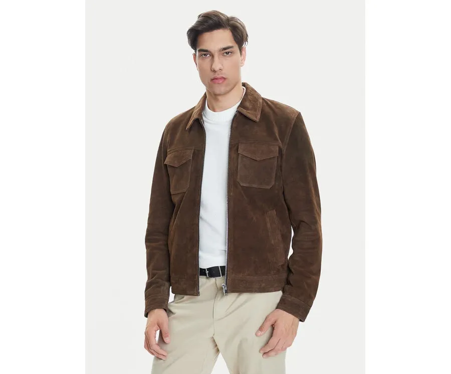 obrazek 1 Serge Pariente Kurtka skórzana Cred Brązowy Regular Fit