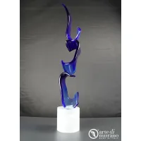 Picture Blue ribbon carving in Murano glass