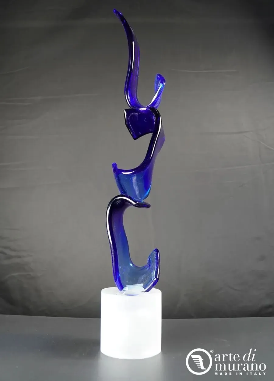 obrazek 1 Niebieska wstążka rzeźba w szkle Murano