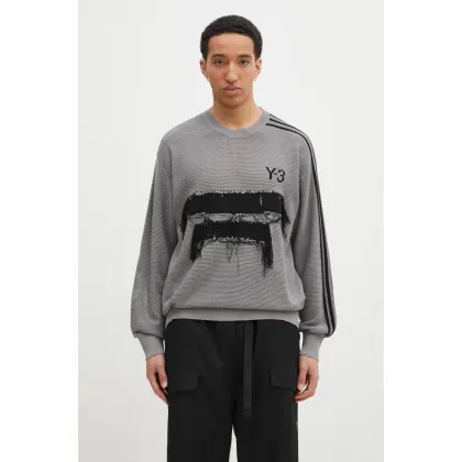 Zdjęcie Y-3 sweter Graphic Knit Crew męski kolor szary lekki JM3238