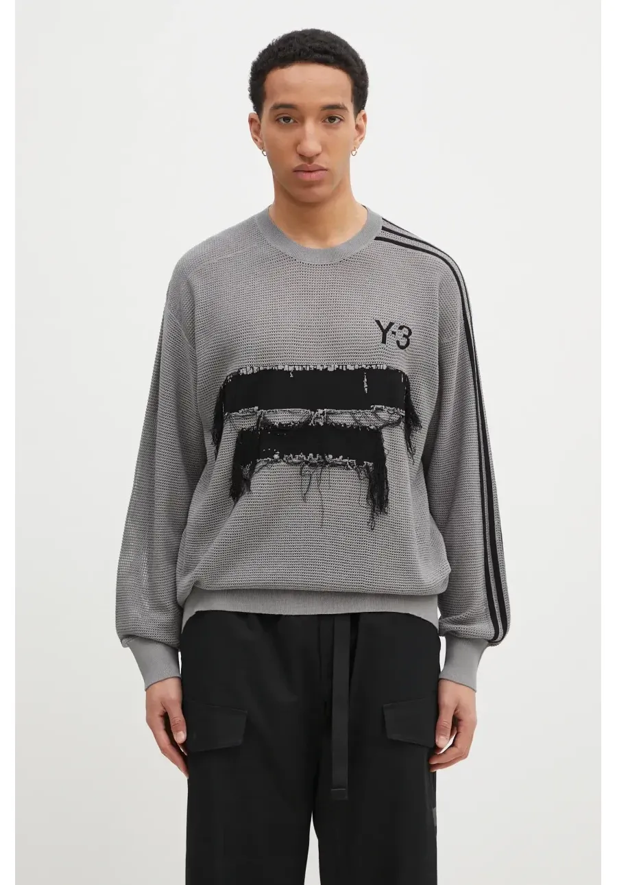 obrazek 1 Y-3 sweter Graphic Knit Crew męski kolor szary lekki JM3238
