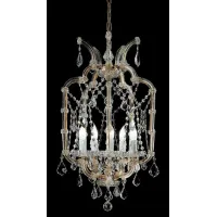 Picture Unique chandelier with gold-plated metal frame covered with glass arms and clear crystal pendants - Il Paralume Marina