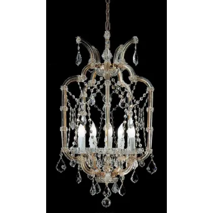 Zdjęcie Wyjątkowy żyrandol z pozłacaną metalową ramą pokrytą szklanymi ramionami i przezroczystymi kryształowymi zawieszkami - Il Paralume Marina