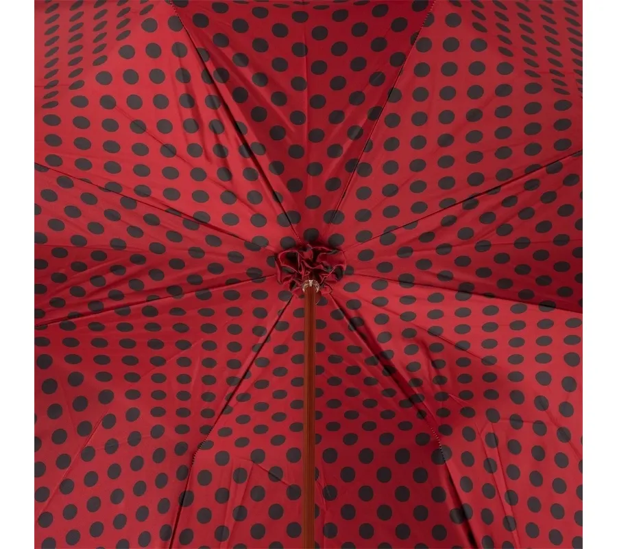obrazek 3 Piękny czarno-czerwony parasol damski w czarne kropki – Pasotti