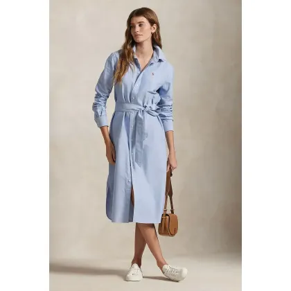 Zdjęcie Polo Ralph Lauren sukienka bawełniana kolor niebieski mini prosta