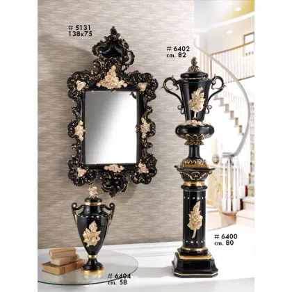 Picture Unique ceramic decorations - a mirror, vases and a column in a black and gold finish