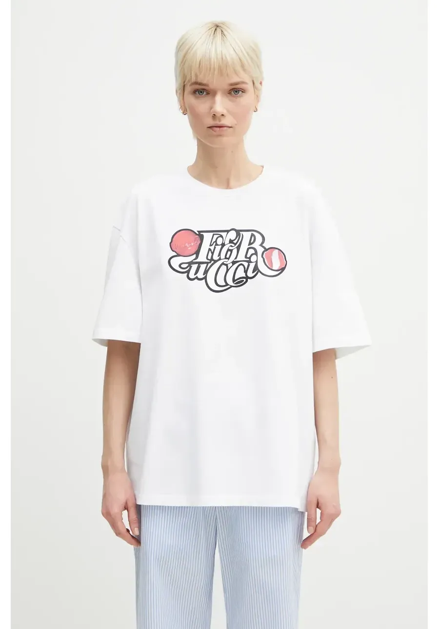 obrazek 1 Fiorucci t-shirt bawełniany Curly Lollipop Logo Boxy Fit T-Shirt damski kolor biały U02SPTSH103CJ01WH10