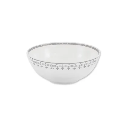 Zdjęcie Stylowa miska z porcelany zdobiona geometrycznym szarym ornamentem - wariant 1 – Leander