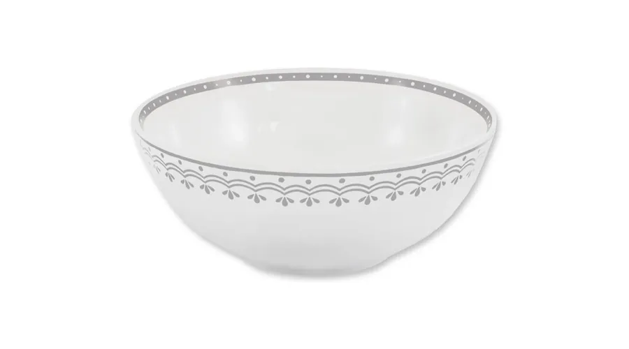 obrazek 1 Stylowa miska z porcelany zdobiona geometrycznym szarym ornamentem - wariant 1 – Leander