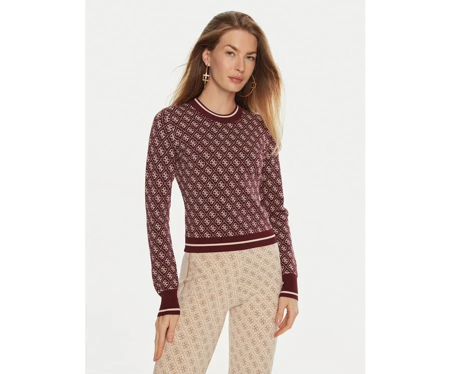 obrazek 1 Guess Sweter Lise W4BR21 Z37K0 Bordowy Slim Fit