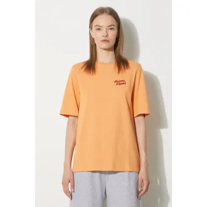 Zdjęcie Maison Kitsuné t-shirt bawełniany Handwriting Comfort damski kolor pomarańczowy MW00126KJ0119