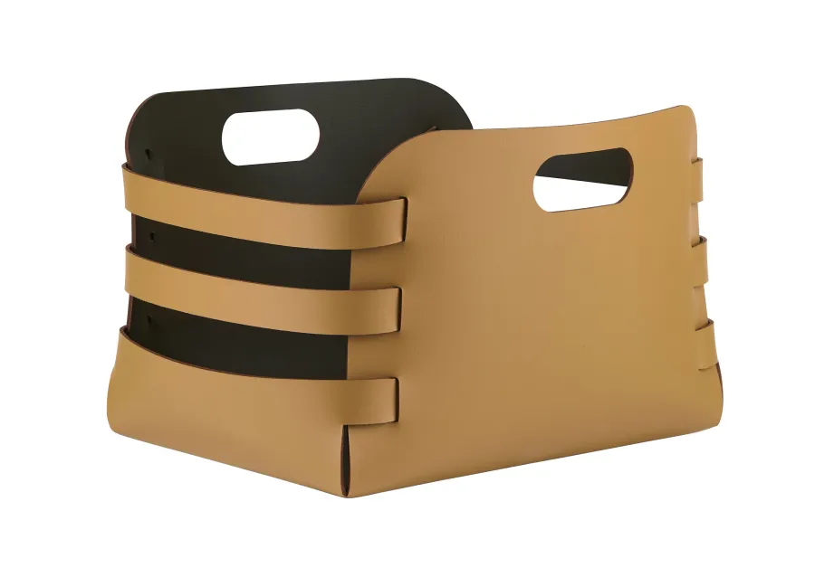 obrazek 1 Skórzany koszyk Riga 27x36xH25 cm w kolorze musztardowym