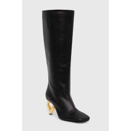 Zdjęcie JW Anderson kozaki skórzane Chain Heel damskie kolor czarny na słupku ANW43020A