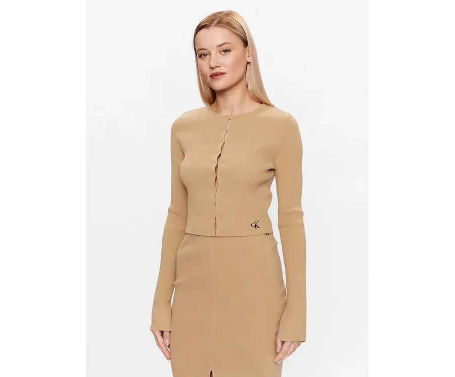 obrazek 1 Calvin Klein Jeans Kardigan J20J221349 Beżowy Slim Fit