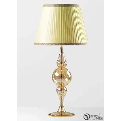 Zdjęcie Mała elegancka lampa stołowa Impero Gold ze szkła Murano
