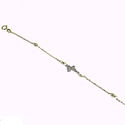 Zdjęcie Dziecięca bransoletka z ażurowym motylem, łańcuszkiem typu rolo i obrobionymi kuleczkami