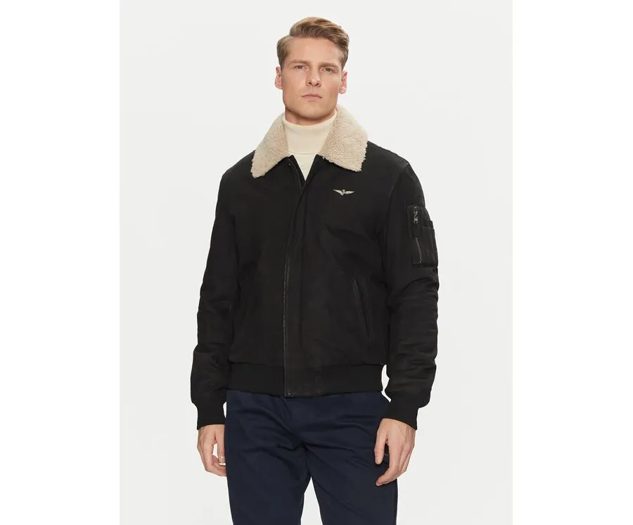 obrazek 1 Aeronautica Militare Kurtka z imitacji skóry 242PN948PL248 Czarny Regular Fit