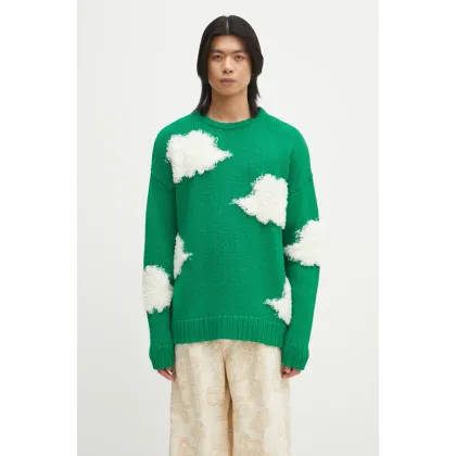 Zdjęcie Fiorucci sweter wełniany Cloud Sweater męski kolor zielony ciepły U02SPKSW335KN03GN02