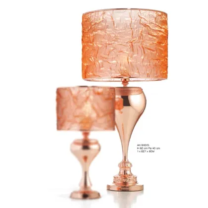 Picture Beautiful stylish table lamp with a copper metal fiber shade – Il Paralume Marina