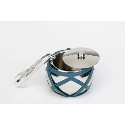 Zdjęcie Luksususowy izolowany pojemnik na lód w skórzanej oprawie w kolorze niebieskim - do kuchni