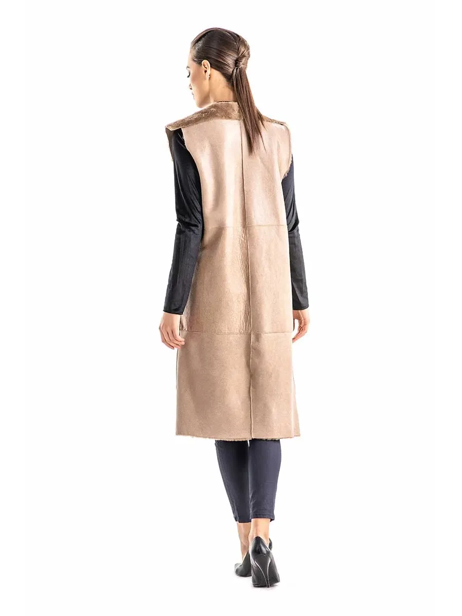 picture 5 Reversible long vest made of sheep fur - A&A Vesa