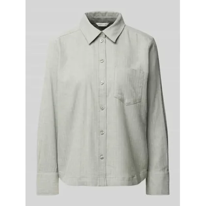 Zdjęcie Bluzka koszulowa o kroju regular fit z czystej bawełny ze wzorem w jodełkę