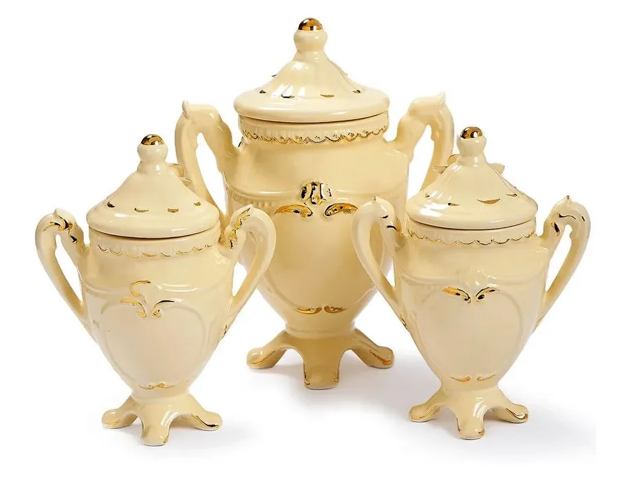 obrazek 2 Ceramiczny komplet 3 pojemników dekoracyjnych