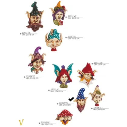 Picture Fairytale mask of an elf with a beard in a blue dotted hat - Valle d'oro Patchi