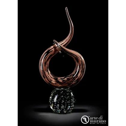 Zdjęcie Nowoczesna rzeźba Abstrakcyjny węzeł z awenturynu na podstawie z kryształu szkło Murano rozmiar S