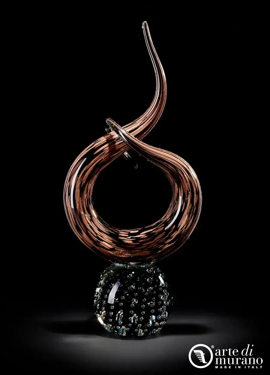 picture 1 Modern sculpture Abstract aventurine knot on a crystal base, Murano glass, size S