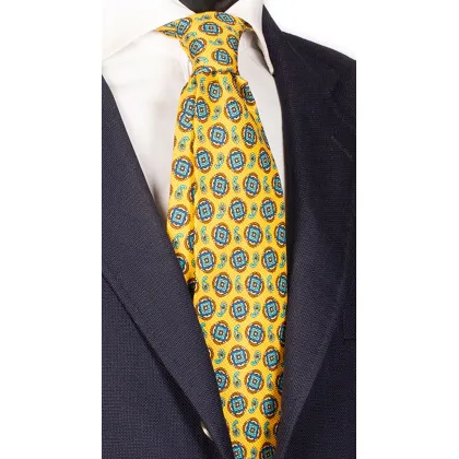 Zdjęcie Elegancki, żółty krawat z nadrukowanym wzorem paisley
