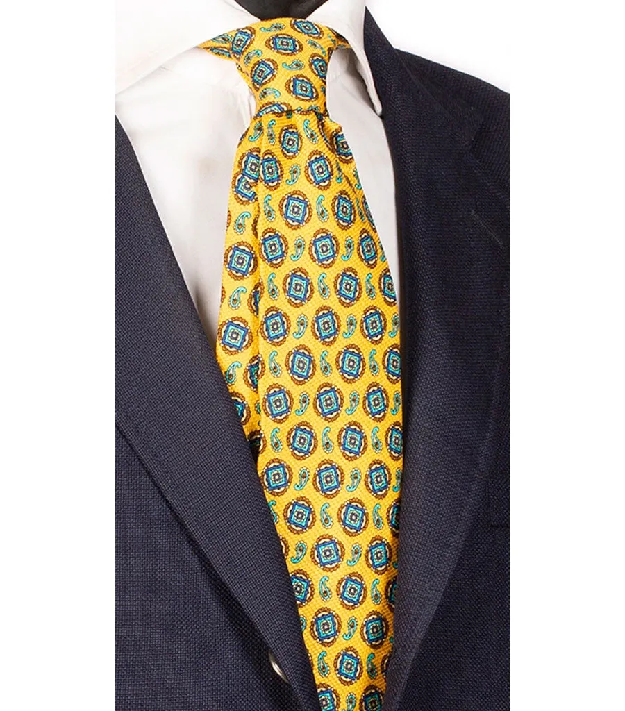 obrazek 1 Elegancki, żółty krawat z nadrukowanym wzorem paisley