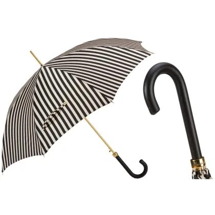 Zdjęcie Stylowy parasol damski w czarno-białe paski – Pasotti