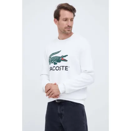 Zdjęcie Lacoste bluza bawełniana męska kolor biały z nadrukiem