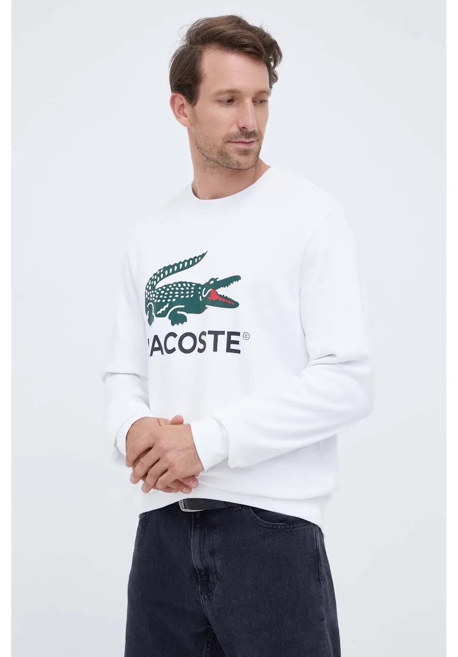 obrazek 1 Lacoste bluza bawełniana męska kolor biały z nadrukiem