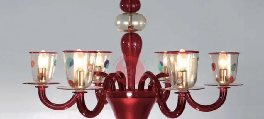 obrazek 1 Sześcioramienny żyrandol ze szkła Murano z Włoch - Vetreria Artistica Rosa