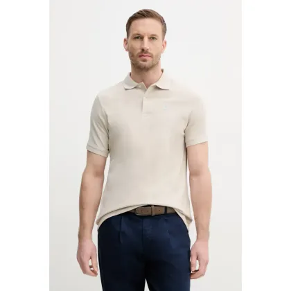 Zdjęcie Barbour polo bawełniane kolor beżowy gładki