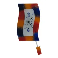 Picture Extra wall clock in blue and red with spots decoration