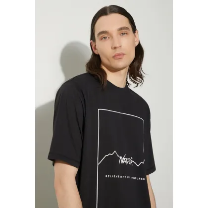 Zdjęcie Nanga t-shirt Dry Mix Frame Logo Tee męski kolor czarny z nadrukiem NW2221.1G503