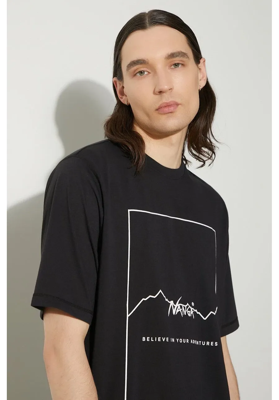 obrazek 1 Nanga t-shirt Dry Mix Frame Logo Tee męski kolor czarny z nadrukiem NW2221.1G503