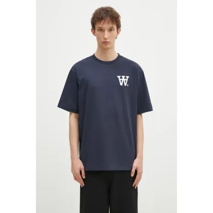 Zdjęcie Wood Wood t-shirt bawełniany Asa Not To Be Trusted GOTS męski kolor granatowy z nadrukiem 10325706.2222